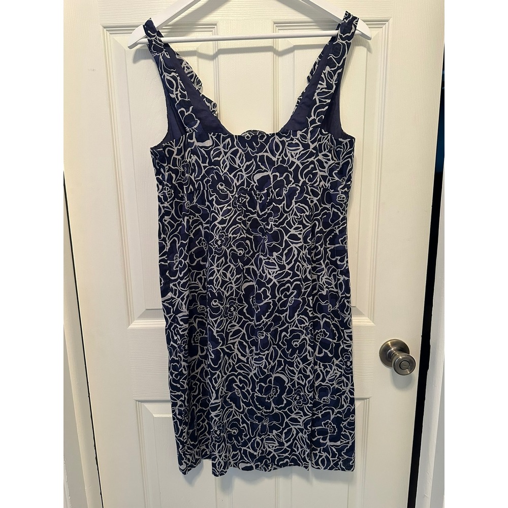 Ann Taylor Navy Blue & White Floral Print Sleeveless Dress, Women's 10‎